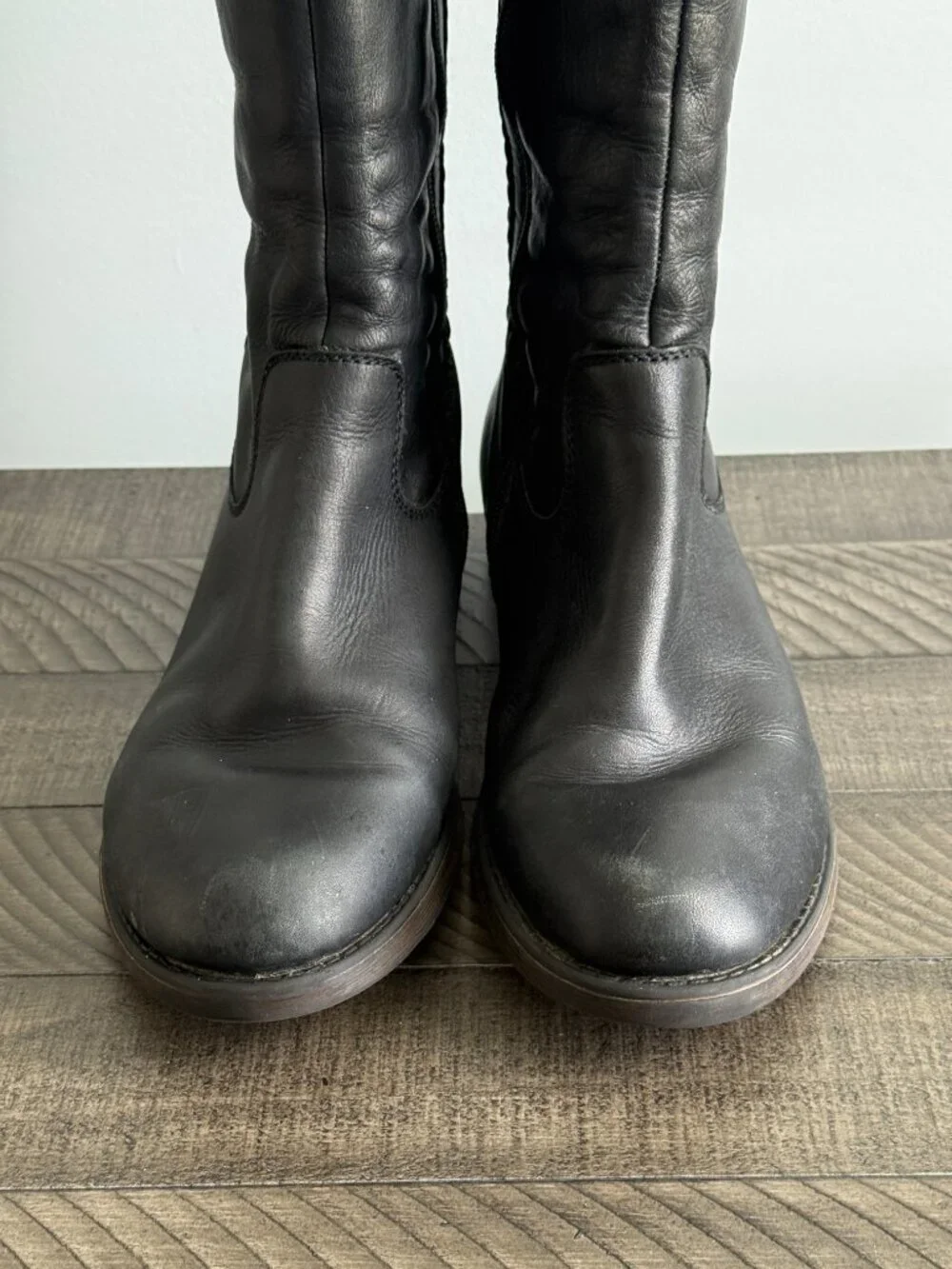 Rieker Women’s Black Leather Knee-High Riding Boots Stretch-Fit Size 8.5